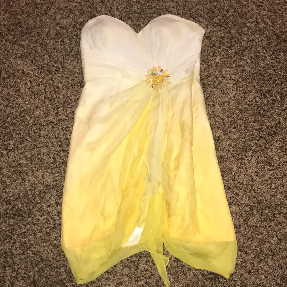Yellow and white ombré prom dress